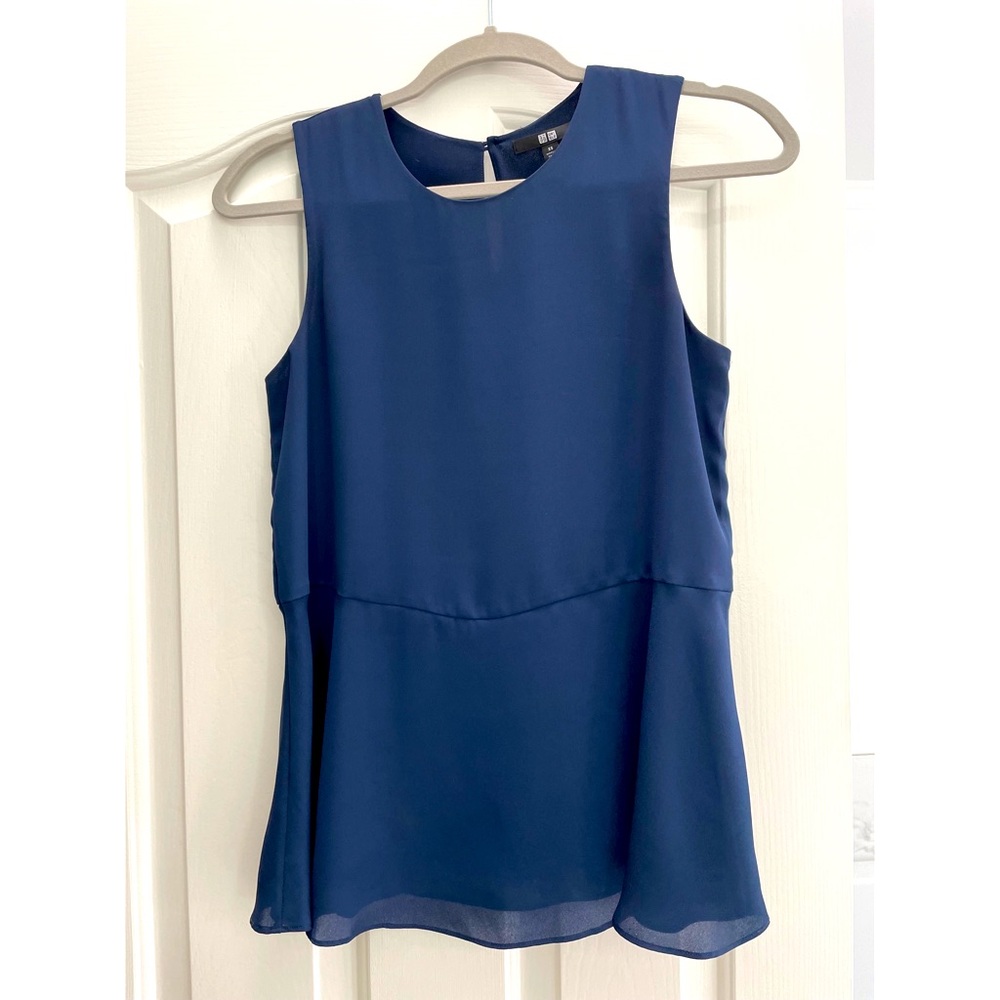 UNIQLO Women's Georgette Sleeveless Blouse (Navy, Size XS)